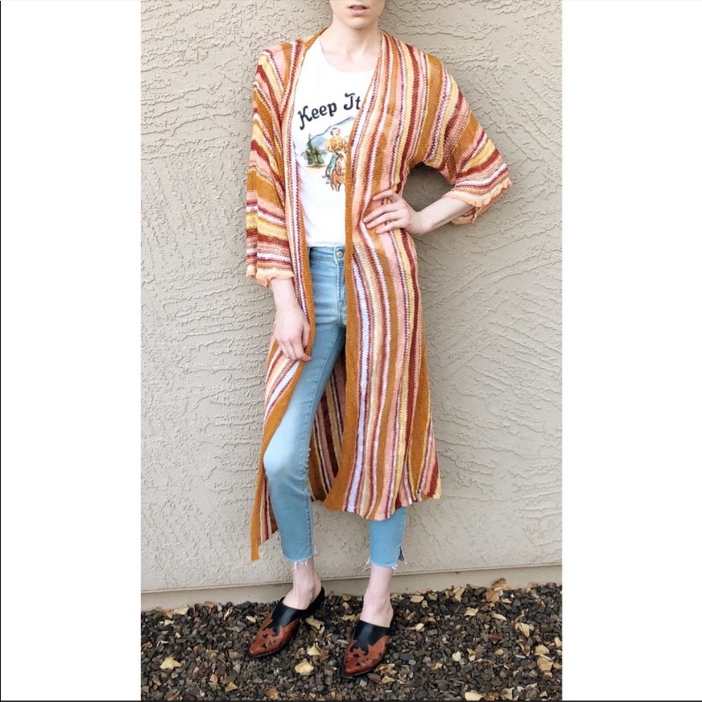 Forever 21 colorful long sleeve duster